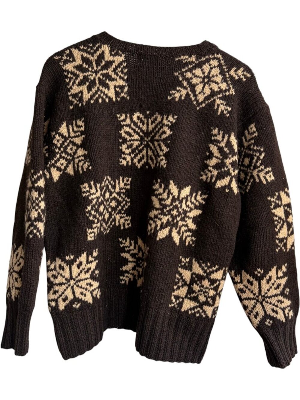 Vintage LL Bean Heavy Wool Snowflake Sweater Womens Medium - Picture 3 of 3